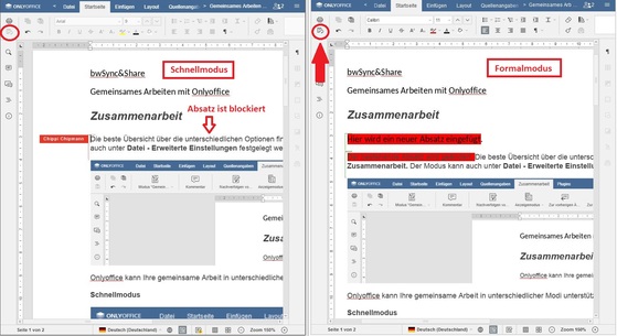 Anzeige Arbeiten im Formalmodus