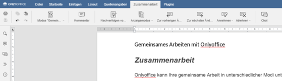 Registerkarte Zusammenarbeit